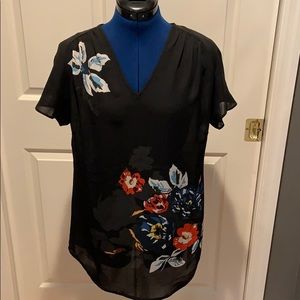 Cabi top black with vibrant flowers